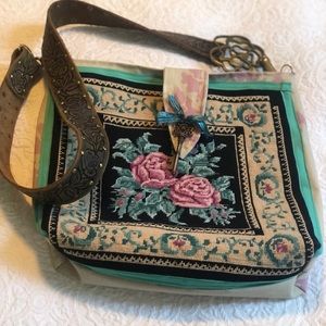 New hand crafted needlepoint and Serena & Lilly canvas fabric BoHo handb…